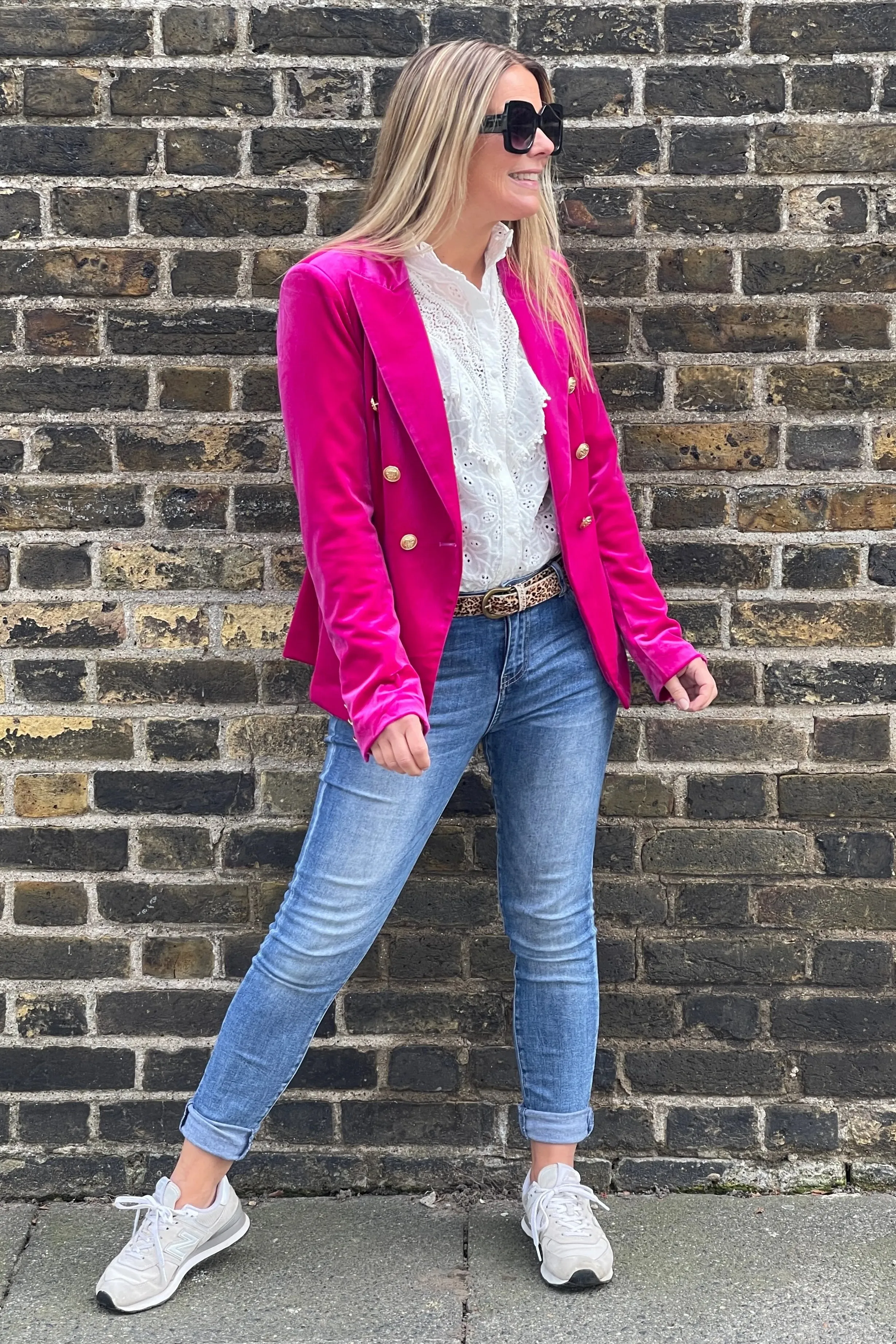 Penny Velvet Blazer | Hot Pink