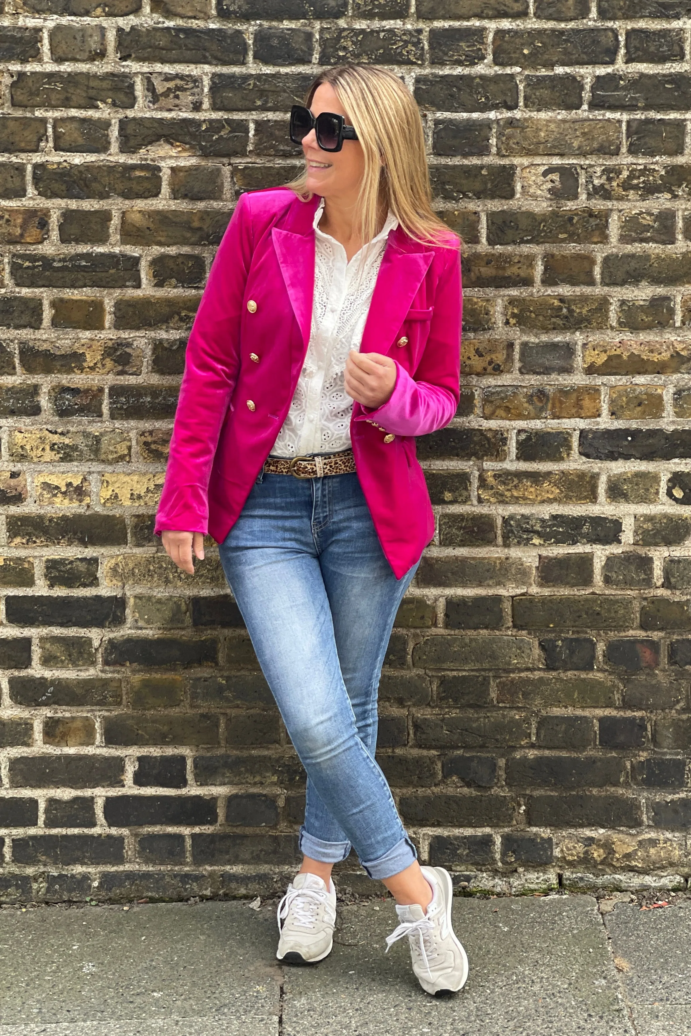 Penny Velvet Blazer | Hot Pink