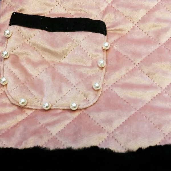 Quilted Dress with Fur Mix -Pink