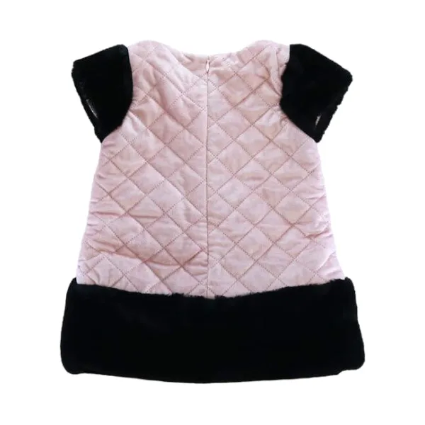 Quilted Dress with Fur Mix -Pink