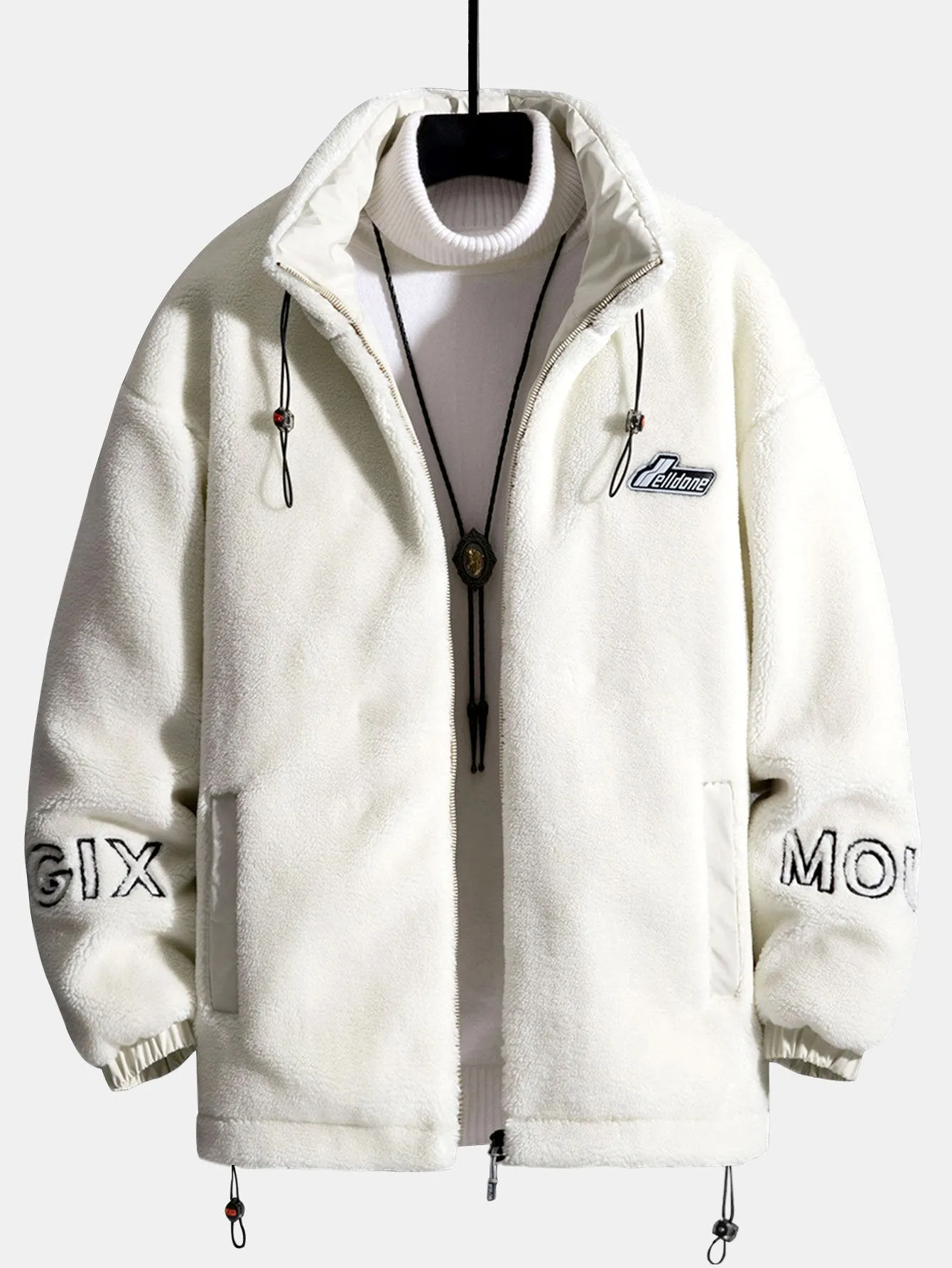 Quilted Lined Teddy Fleece Zip Up Jacket