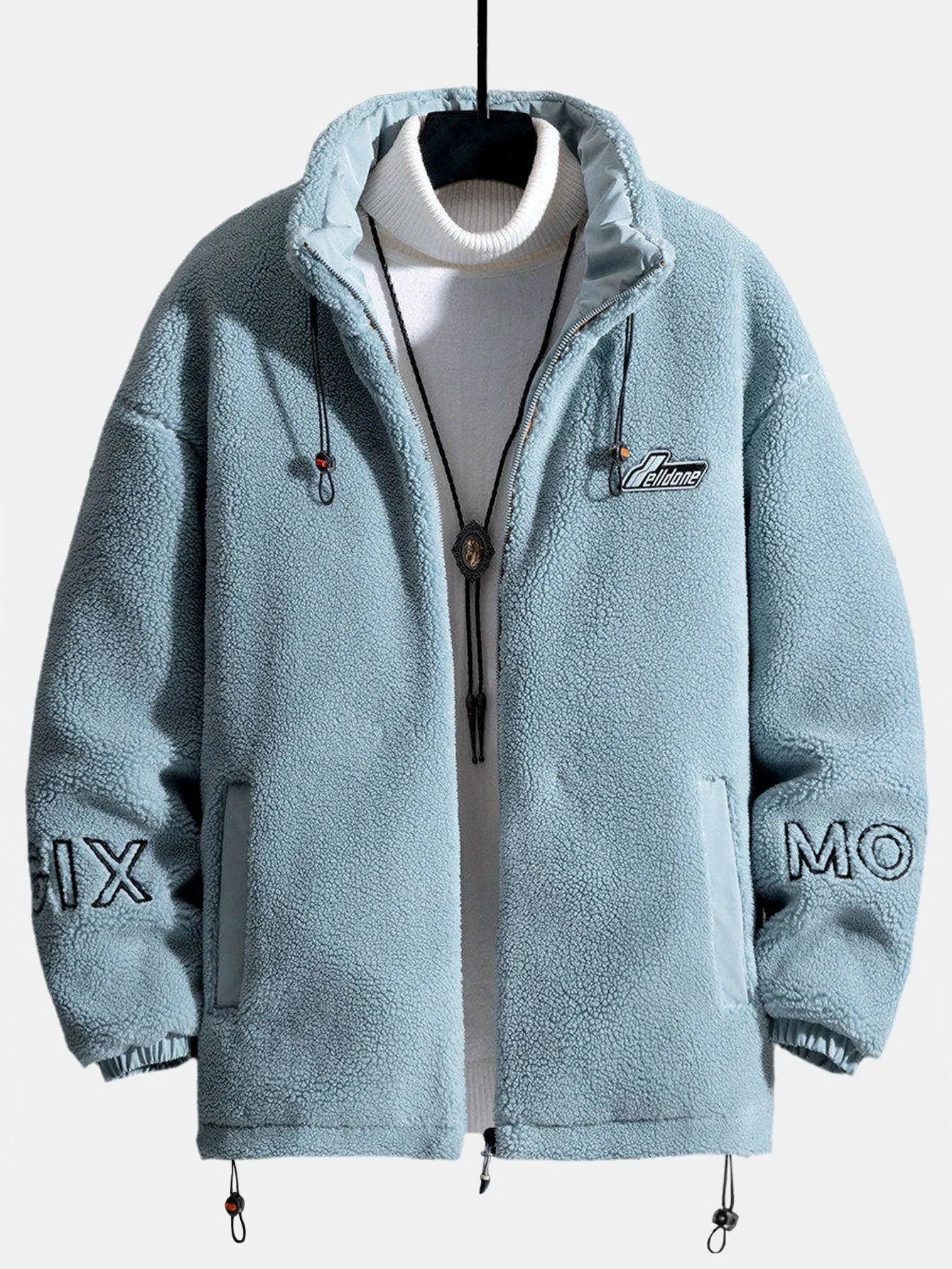 Quilted Lined Teddy Fleece Zip Up Jacket