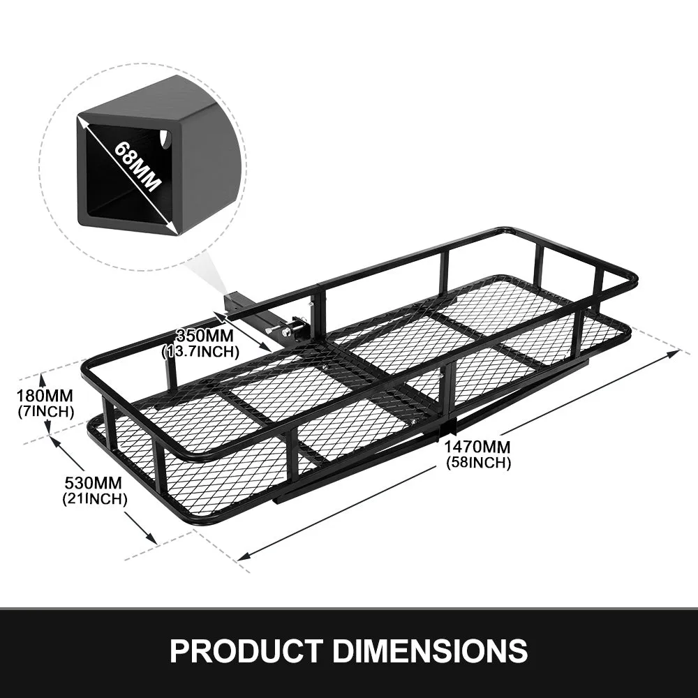 San Hima Cargo Carrier Luggage Basket Car Rack Foldable Hitch Mount Steel Mesh