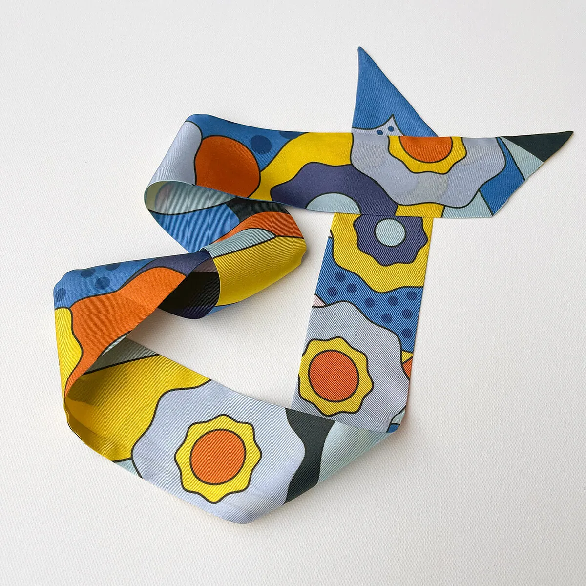 Silk Skinny Scarf of Ocean Imagination