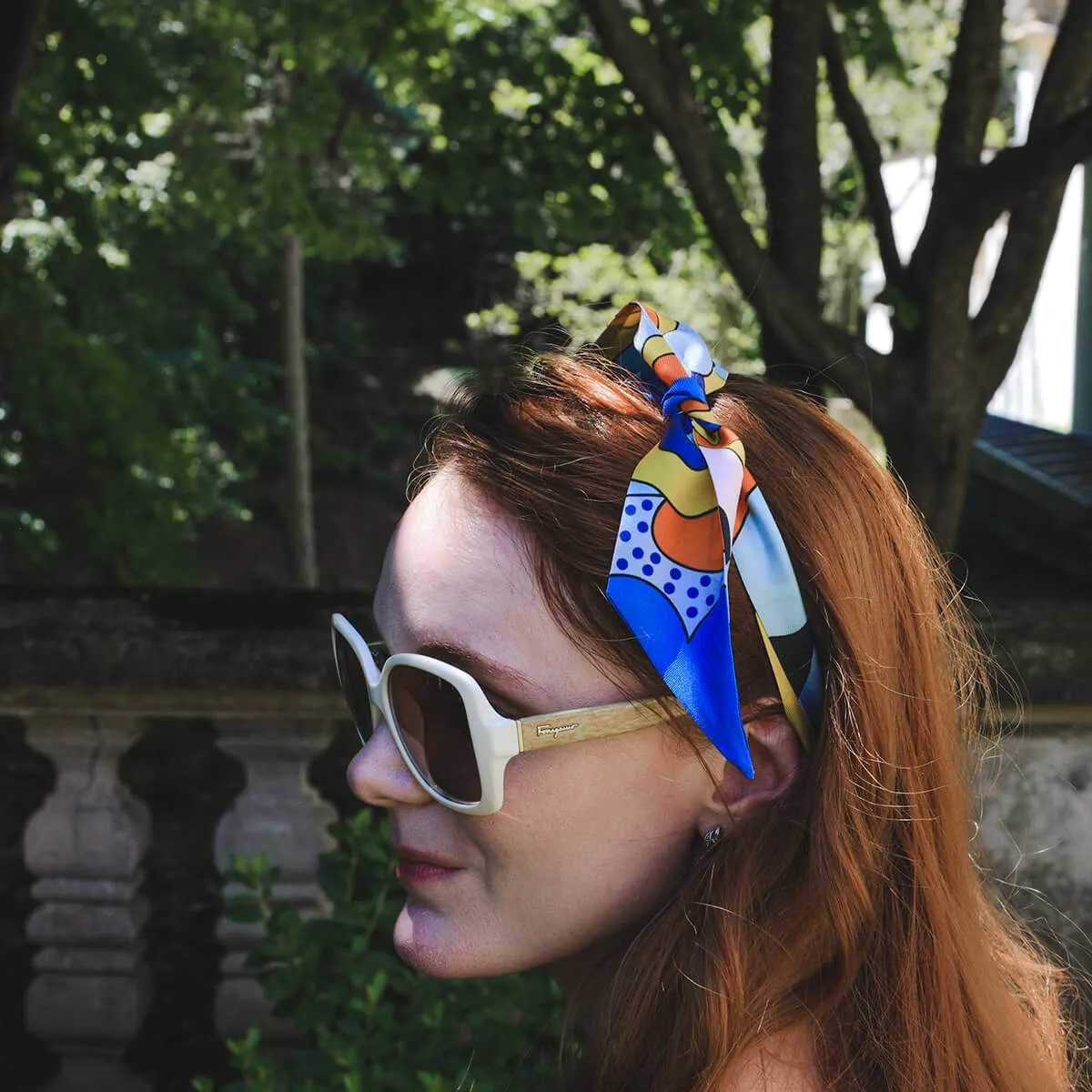 Silk Skinny Scarf of Ocean Imagination