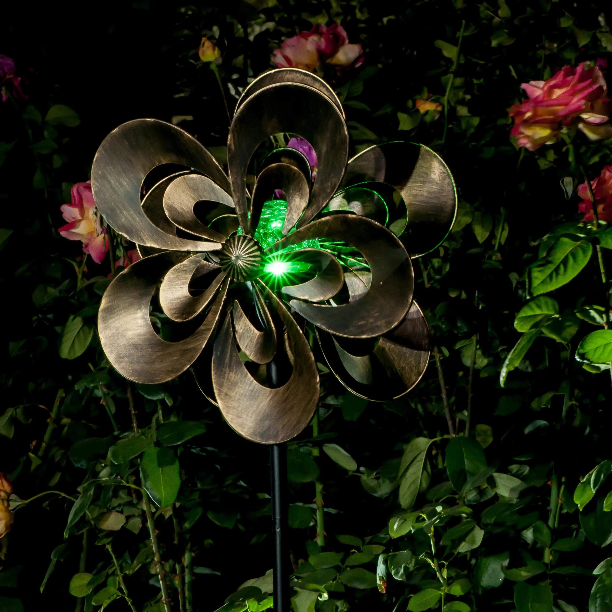 Solar Wind Spinner Magnolia Multi-Color Seasonal Led Lighting Solar Powered Glass Ball