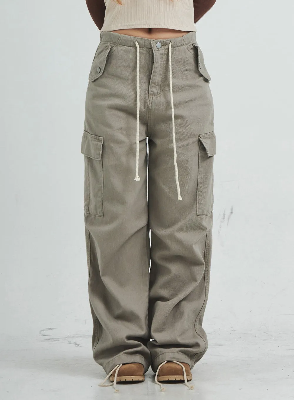 String Cargo Wide Pants CS08