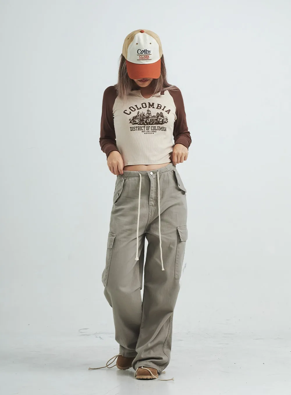 String Cargo Wide Pants CS08