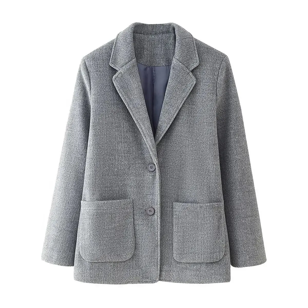 TAVIMART  -  Autumn Female Turn-Down Collar Pocket Single-breasted Coat Women's Fashion Long Sleeves Casual Woolen Blazer Top Mujer