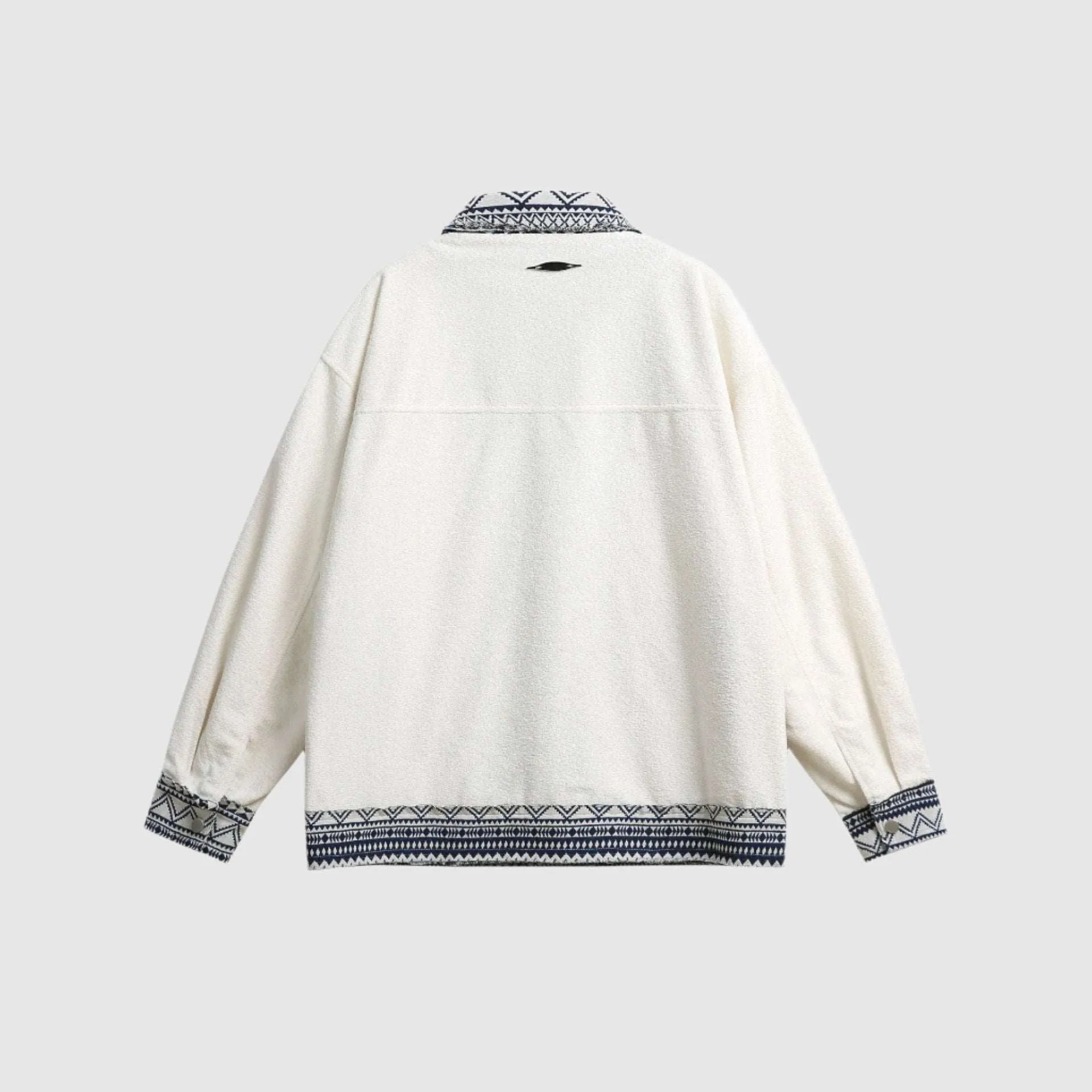 Unisex White Ethnic Pattern Jacket