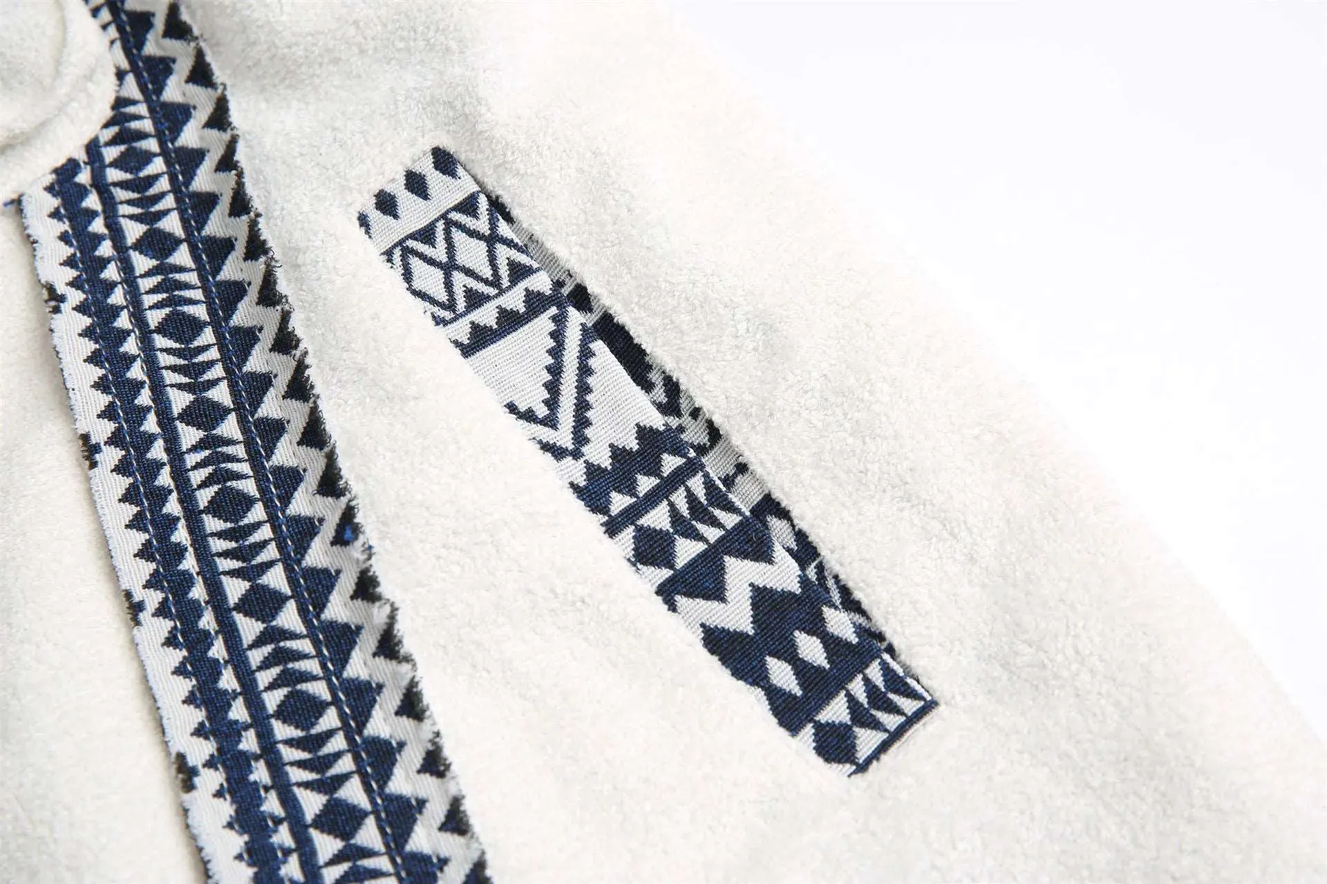 Unisex White Ethnic Pattern Jacket