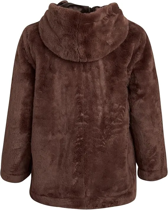 URBAN REPUBLIC Girls' Jacket Plush Teddy Coat with Hood Brown Size L (14-16) New