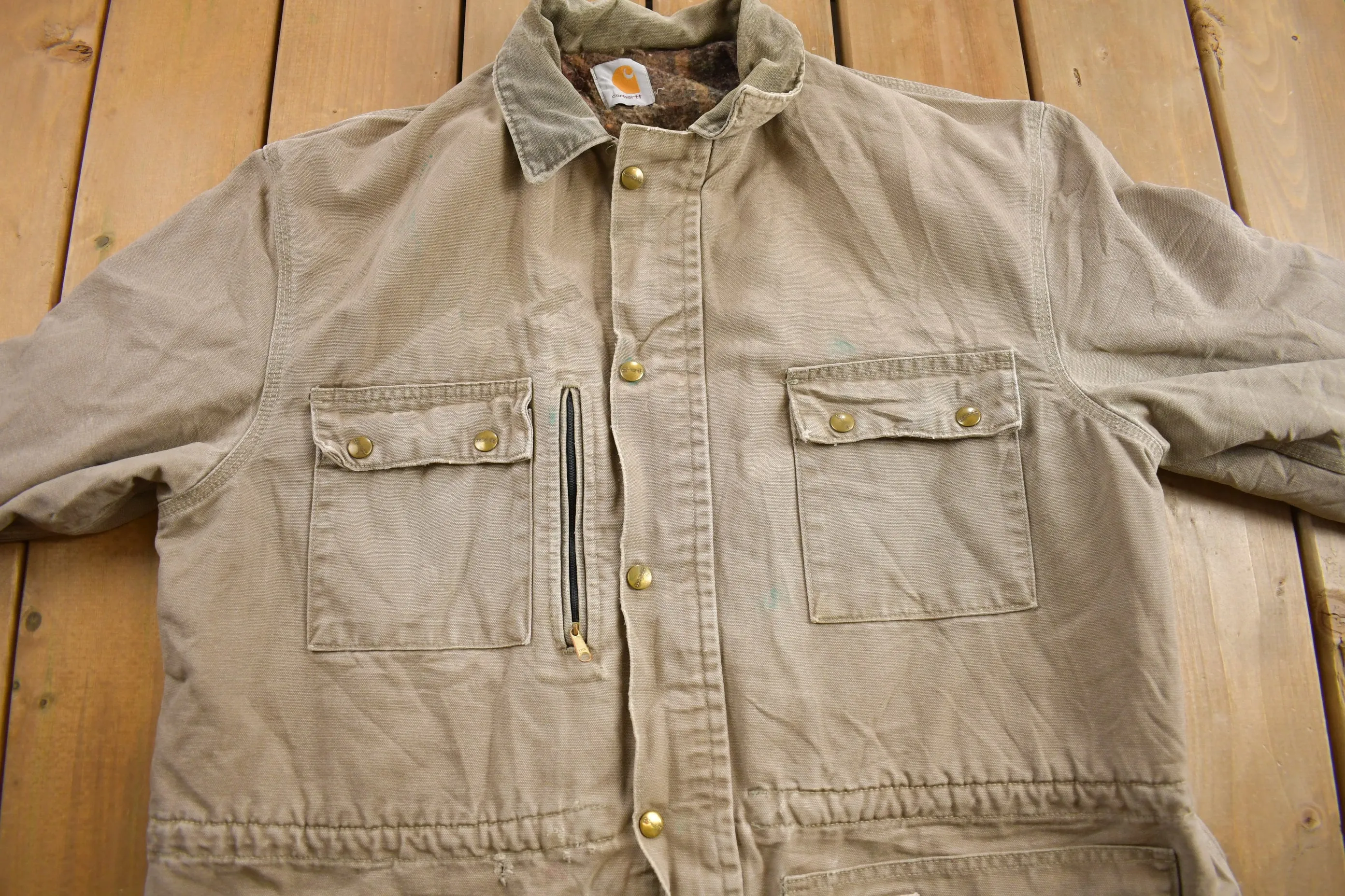 Vintage 1990s Carhartt Beige Ranch Coat