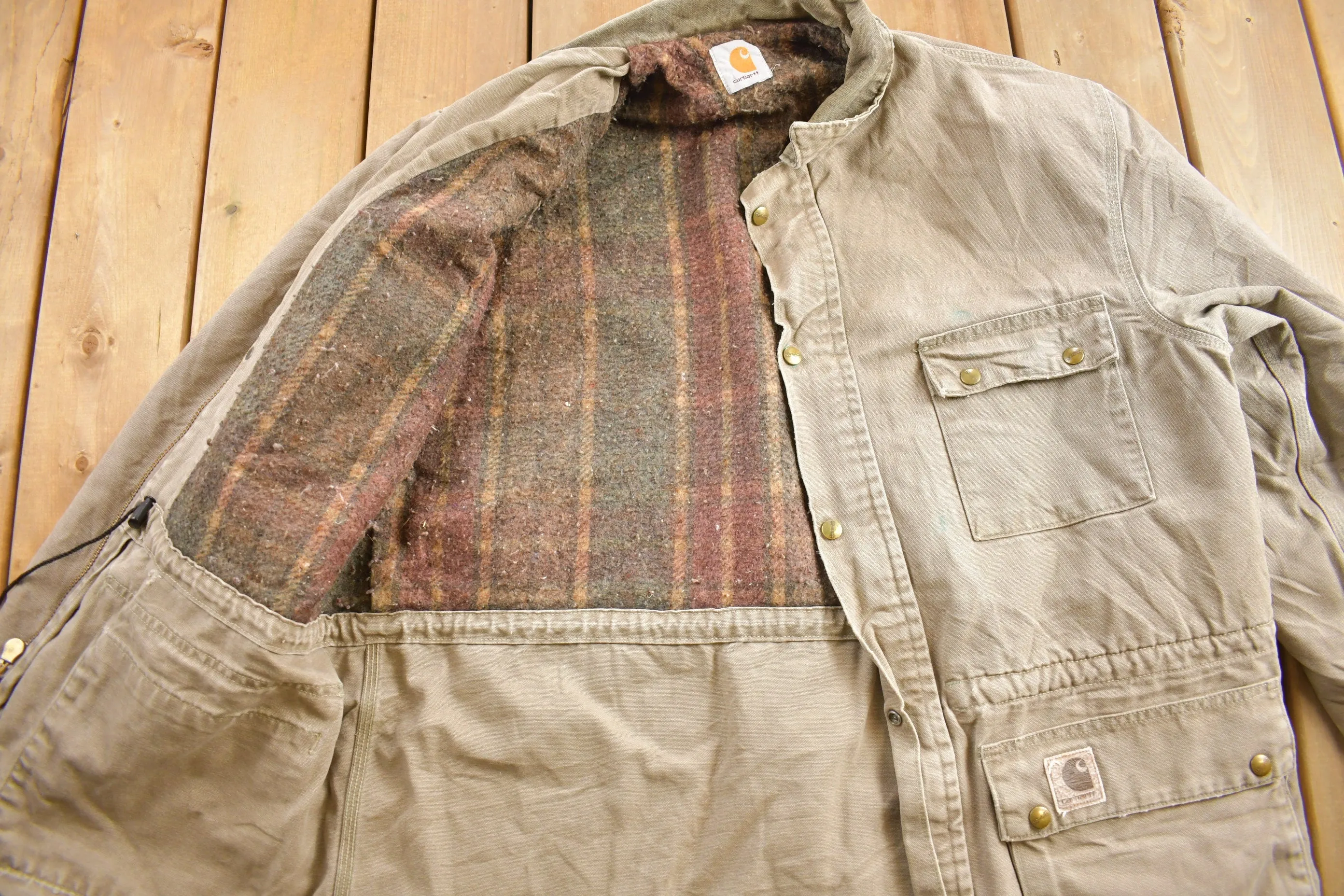 Vintage 1990s Carhartt Beige Ranch Coat