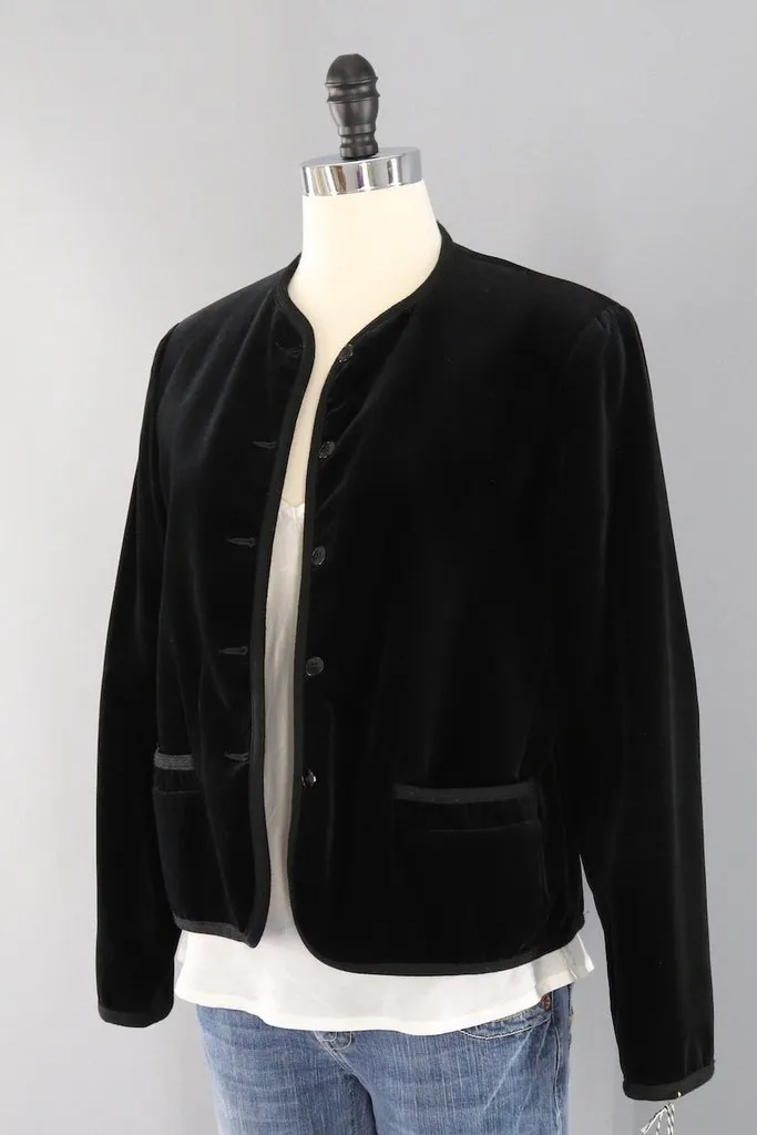 Vintage Black Velvet Blazer Jacket
