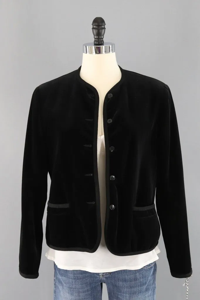 Vintage Black Velvet Blazer Jacket