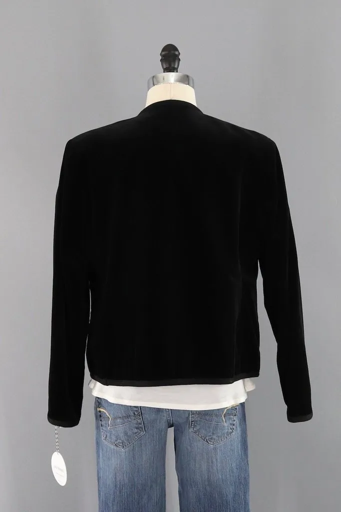 Vintage Black Velvet Blazer Jacket