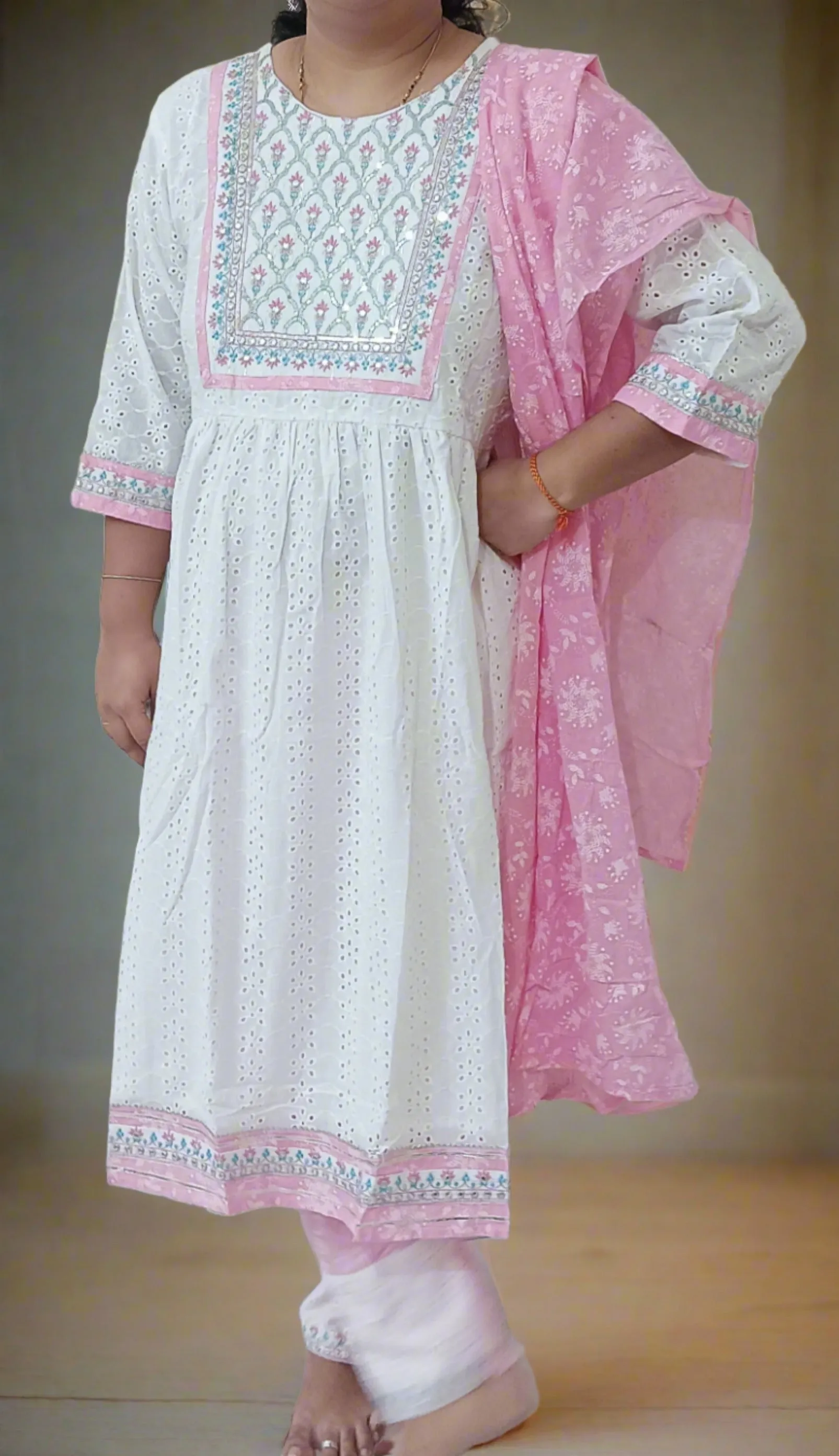 White Naira Cut Party Wear Women's Kurta Suit Dress