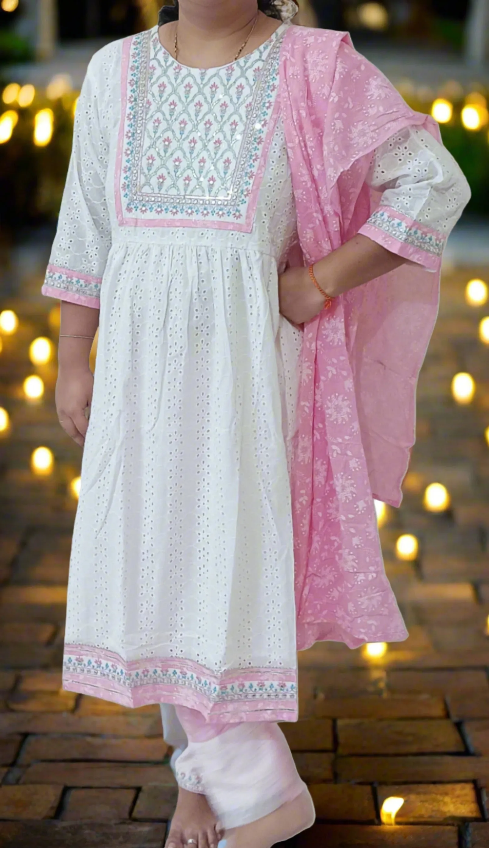 White Naira Cut Party Wear Women's Kurta Suit Dress