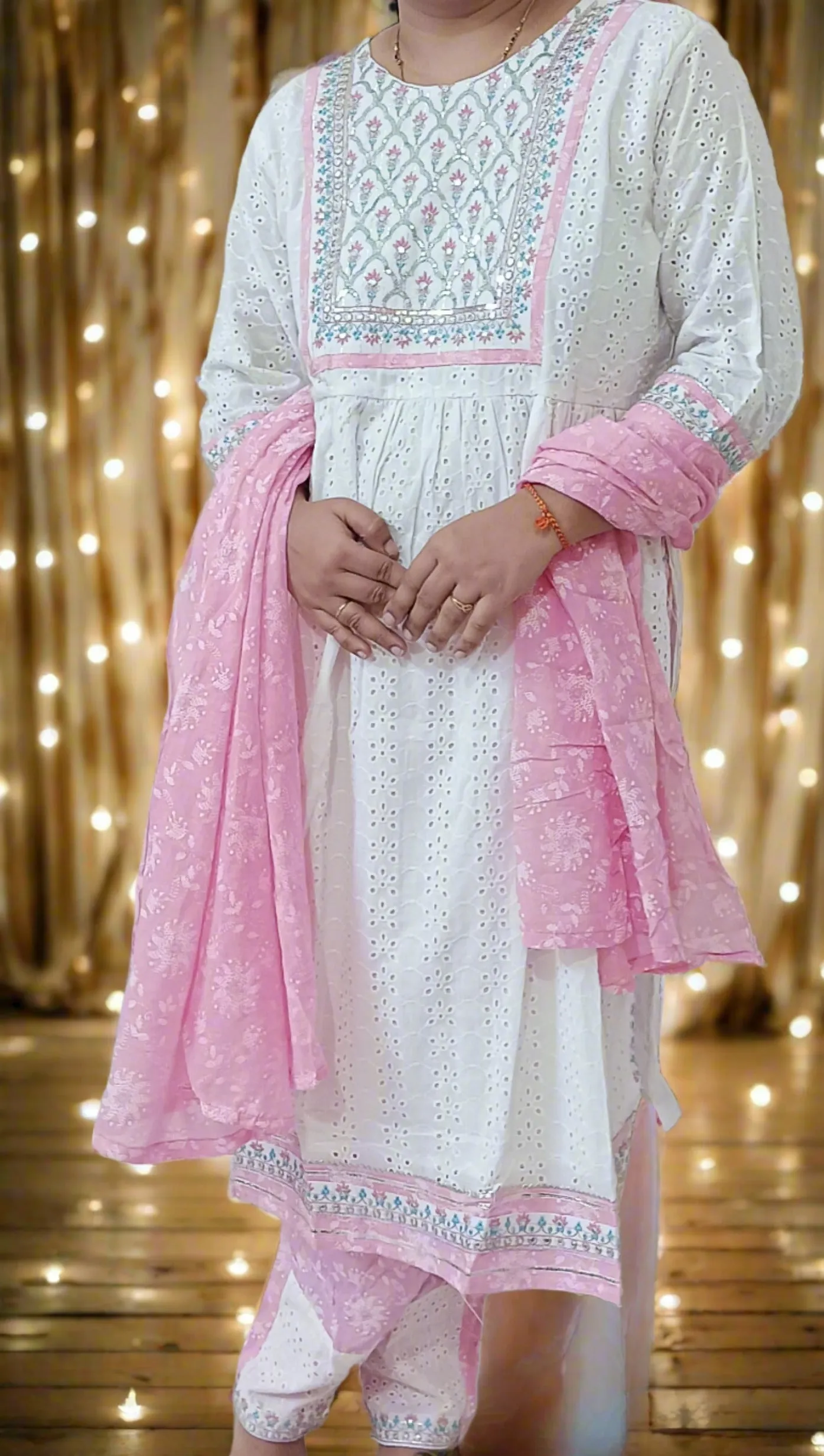 White Naira Cut Party Wear Women's Kurta Suit Dress