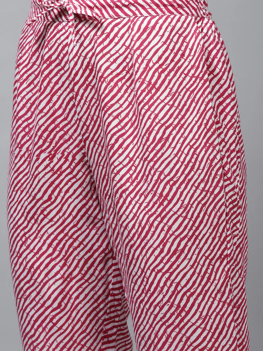 Women Pink Cotton  Kurta Set With Dupatta