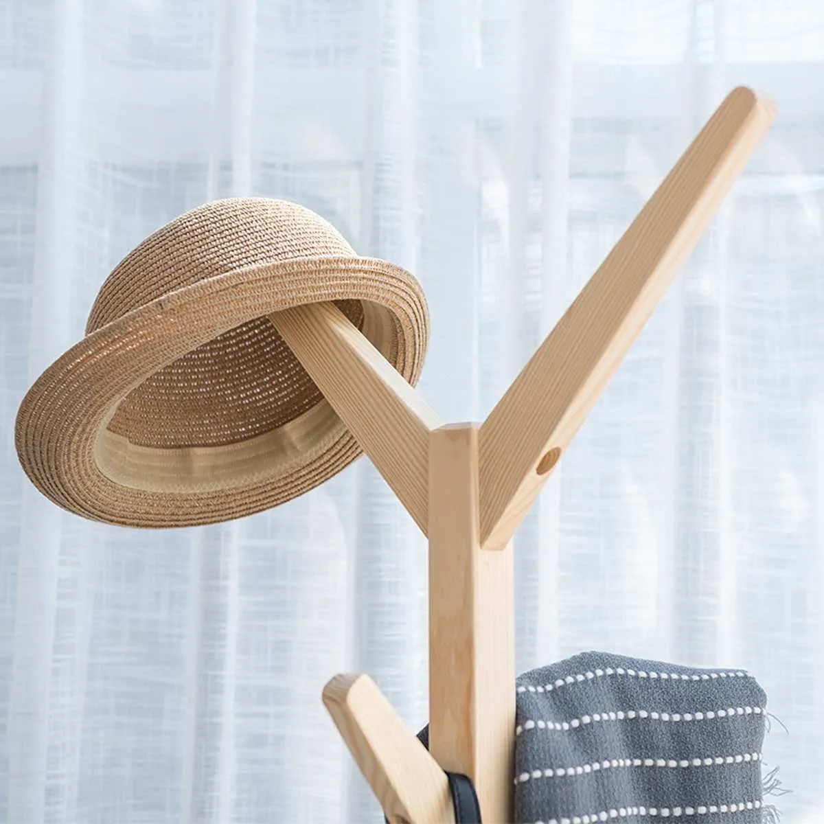 Wooden Coat Hanger, Simple Minimalist Coat Rack, Wood Hanger Floor Standing, Home Furniture Storage Clothes Hanging Hanger Bedroom Drying