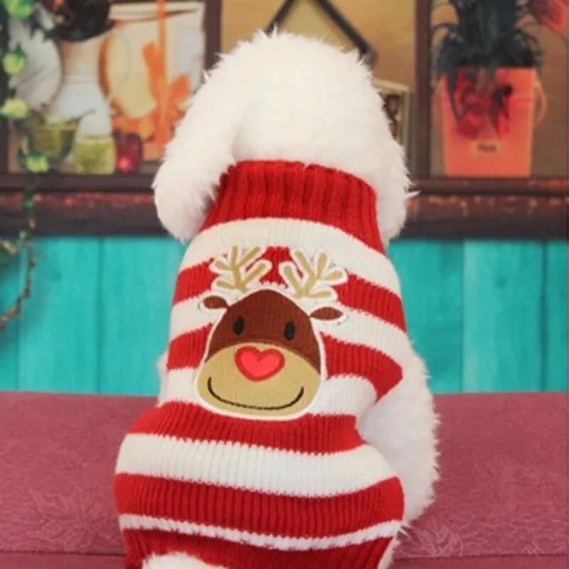 Xmas Pet Dog Clothes Reindeer Design Sweater For Small Dogs Christmas Warm Puppy Coat Chihuahua knitwear Pullover Elk Costumes