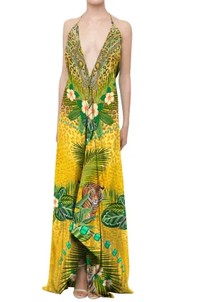 Yellow Print Long Maxi Dress