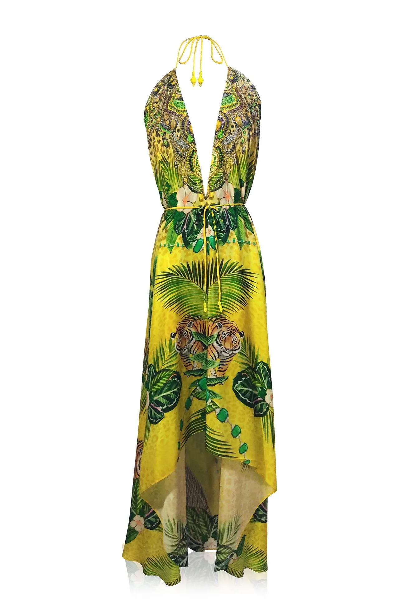 Yellow Print Long Maxi Dress