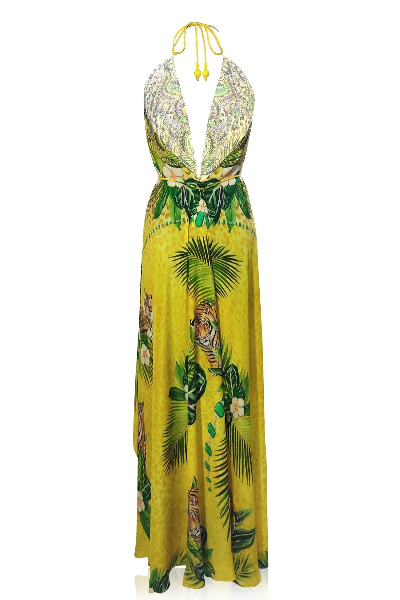 Yellow Print Long Maxi Dress